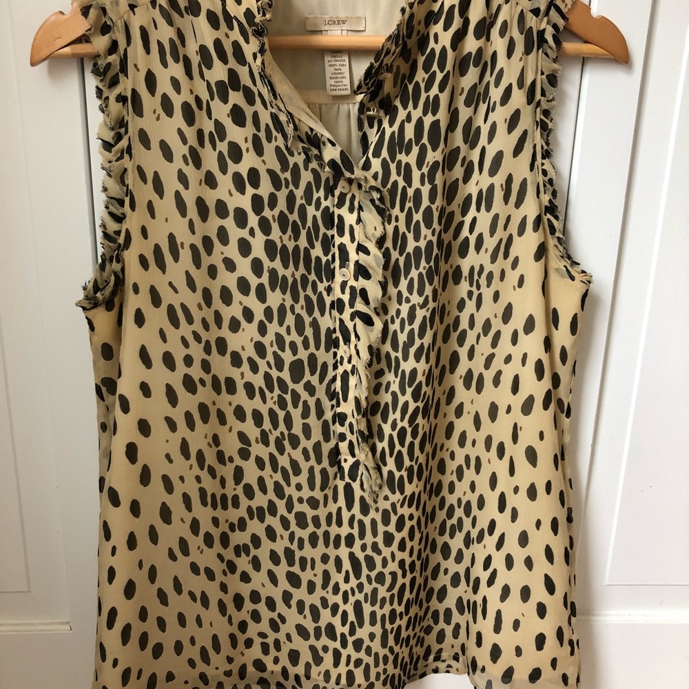 JCREW cheetah button up sleeveless shirt
